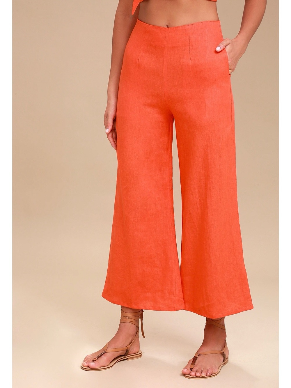 Faithfull the Brand -Tomas Coral Red Culottes - Picture 2 of 4